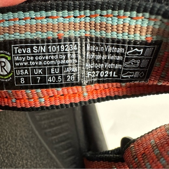 Teva Men's Hiking Sandals Size 8 Shoes Orange Blue Adjustable Outdoor Water Shoe - Picture 7 of 9